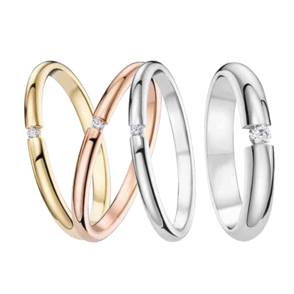 Alliance à diamants,bague et jonc.